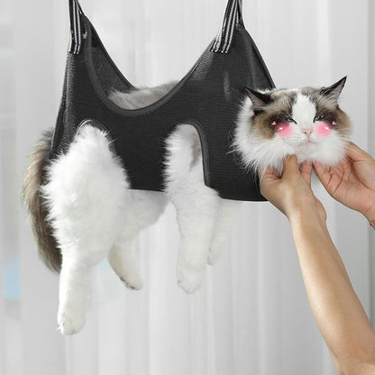 Pssopp Cat Nail Clipper Hammock, Breathable Grooming Pet Hammock for Cats Kittens Provides Secure Attachment (S)