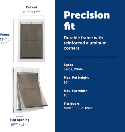 PetSafe Extreme Weather Aluminum Pet Door - Energy-Saving Thermal Barrier Pet Flap with Slide-in Door Locking & Secure Flap Cover - for Dogs Up to 100 Lb - Large