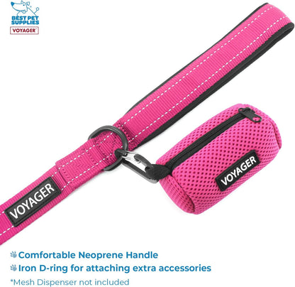 Voyager Step-in Air All Weather Mesh Harness and Reflective Dog 5 ft Leash Combo with Neoprene Handle, for Small, Medium and Large Breed Puppies by Best Pet Supplies - Fuchsia (Leash Bundle), L