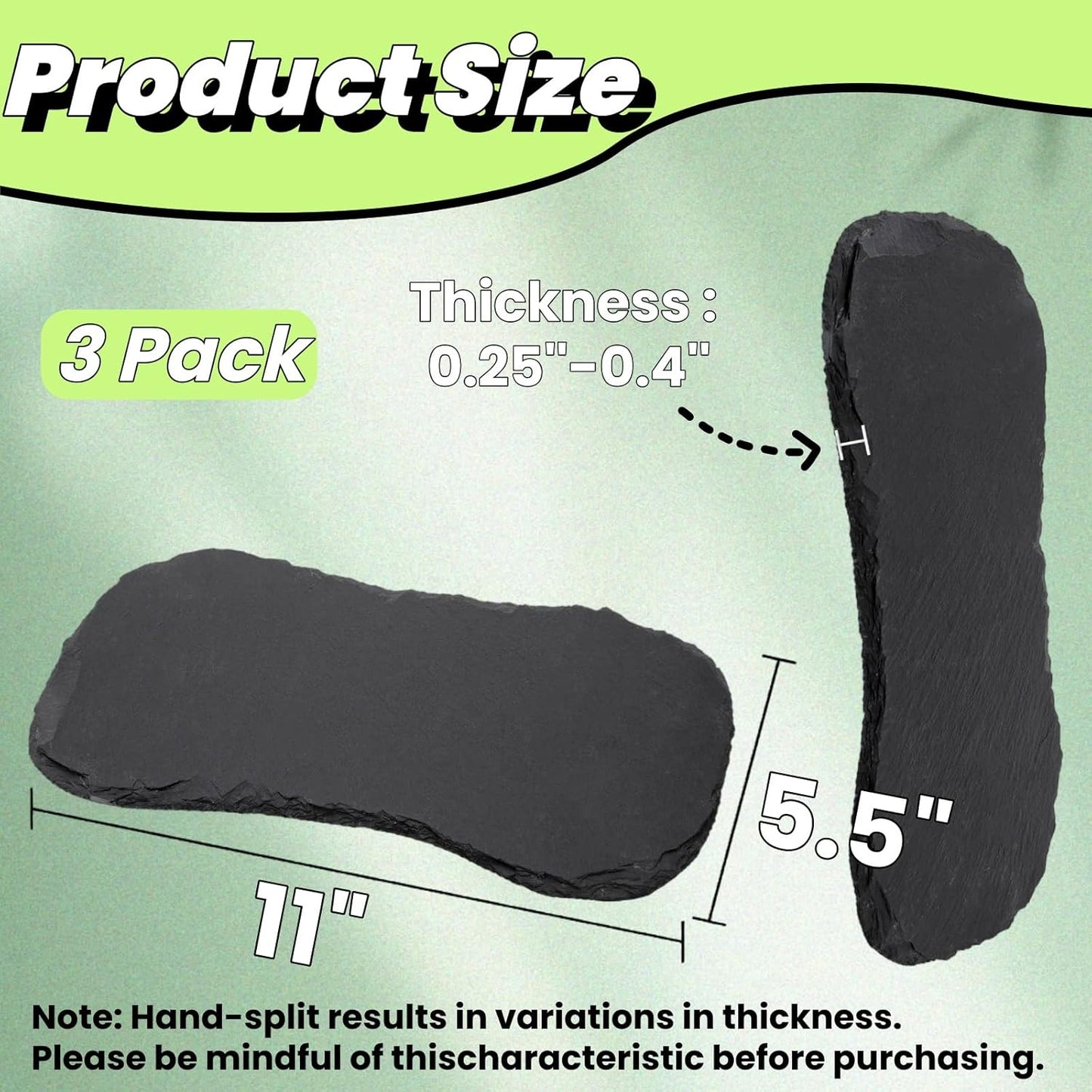 3 Pack Reptile Basking Platform, 11''x5.5'' Tortoise Rock Plates, Bearded Dragon Feeding Slate, Lizard Bathing Resting Rock Slab for Gecko Chameleon Snake Frog Habitat Accessories