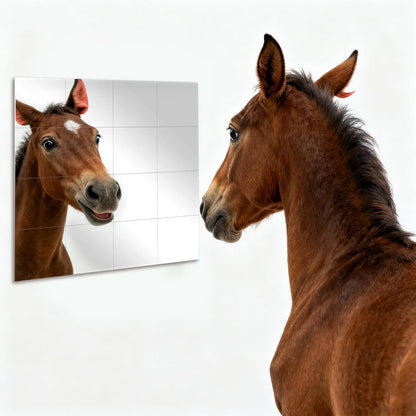 16 PCS Horse Mirror Sticker Soft Safe Non Glass Horse Toys for Horses to Play and Stable Barn Stall Toy Entertainment(6inch*6inch)