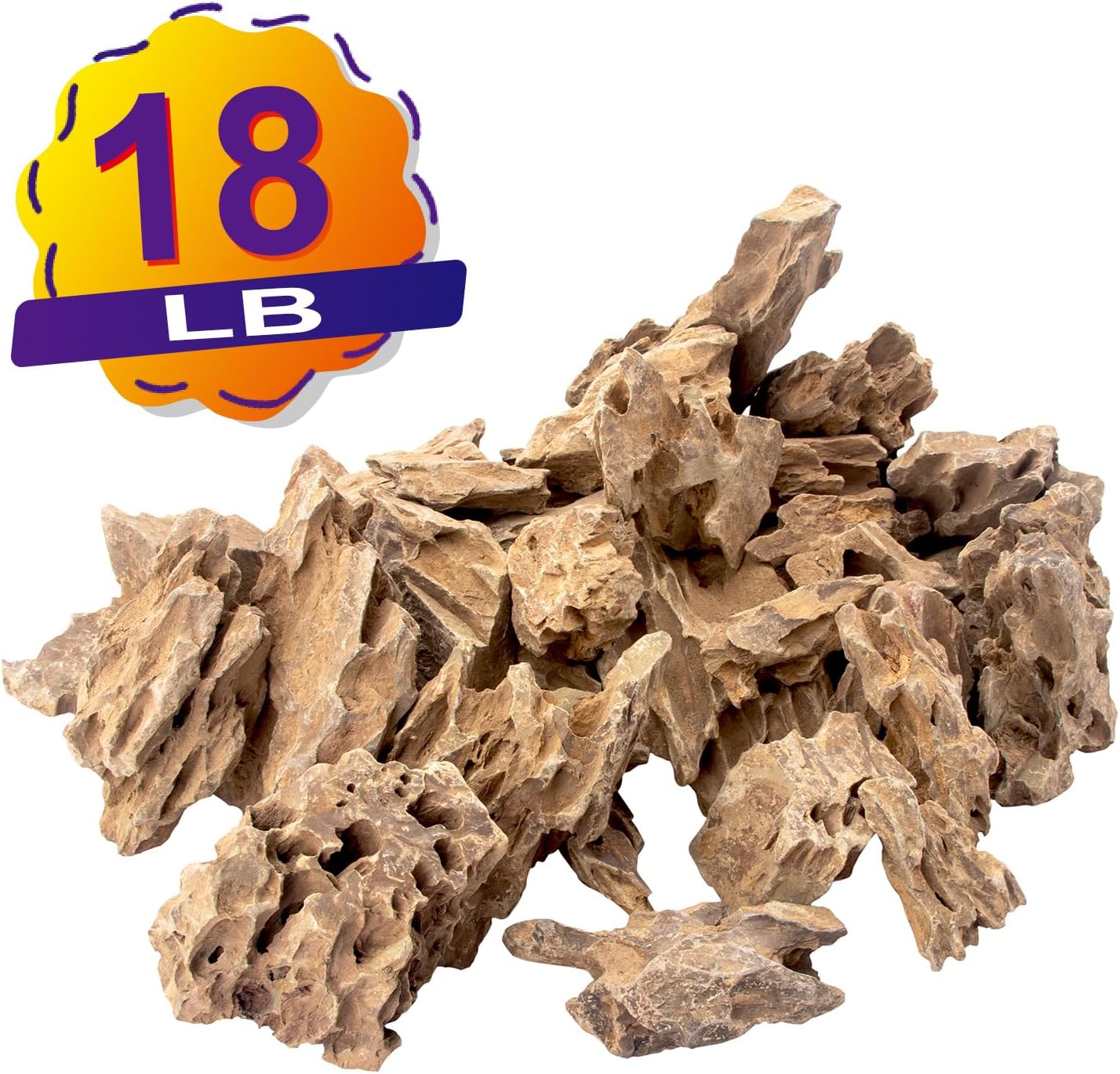 18.1 Pounds Natural Dragon Stones for Aquascaping Terrariums,Aquarium Dragon Ohko Rock (2.1 to 7.2 inch)