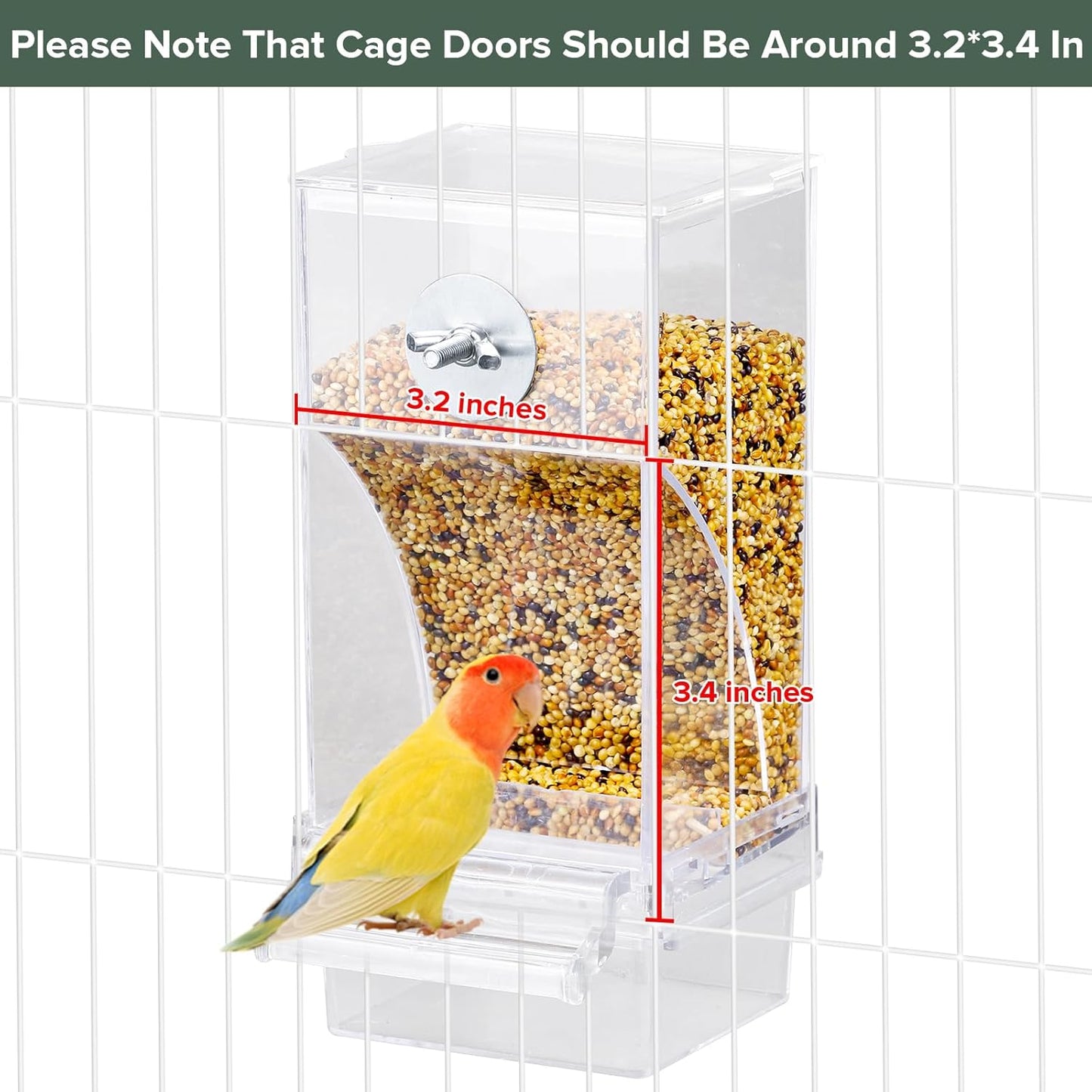 No Mess Bird Feeder & Water Dispenser Set - Automatic Feeding & Hydration, Parakeet Cage Accessories for Parrots, Cockatiels, Finches, Lovebirds & Budgies