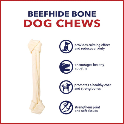 Pet Factory American Beefhide 20-22" Knotted Bone Dog Chew Treat - Natural Flavor, 1 Count/1 Pack