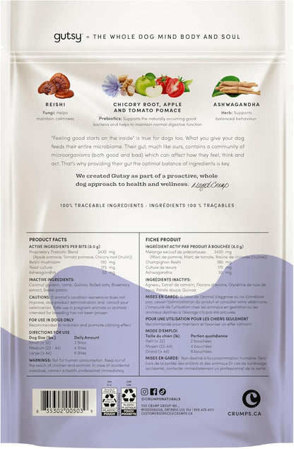 CRUMPS NATURALS Gutsy-Calm Bites 4.6oz/130g, Dog Treats, Supplements