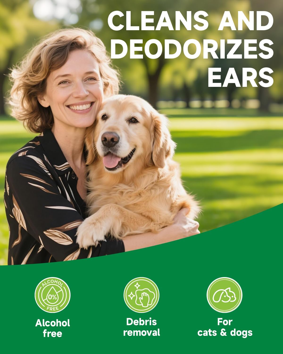 Cat & Dog Ear Cleaner - Gentle Cat & Dog Ear Cleaning Solution, Removes Debris, Wax Buildup, Odor, Itch Relief, 120ml Pet Ears Wash and Care with Aloe Barbadensis, Lavender, Chamomile, Non-Irritating