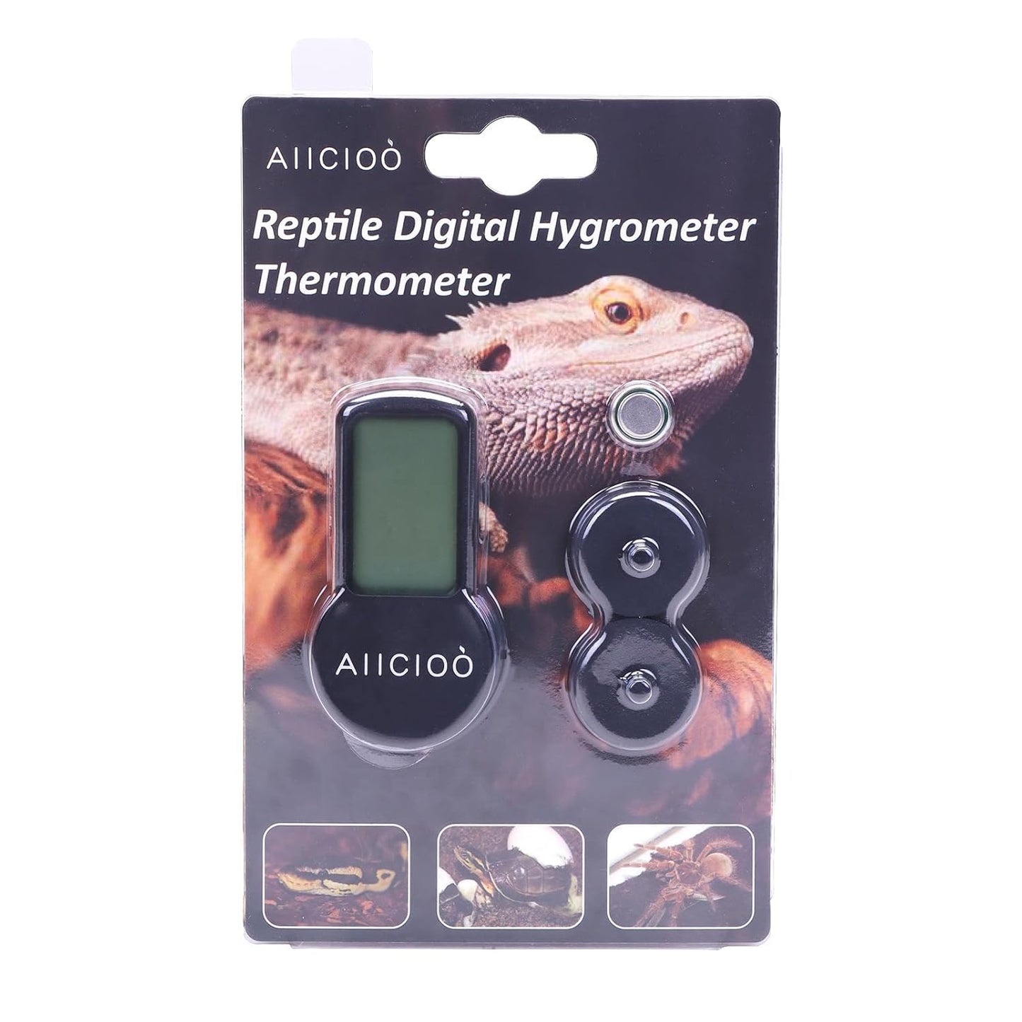 Reptile Thermometer and Humidity Gauge for Reptile Heat Pad - Digital Terrarium Thermometer Hygrometer for Reptile Tank Temperature Gauge for Bearded Dragon Tortoise Lizard Snake Crested Gecko 2 Pack