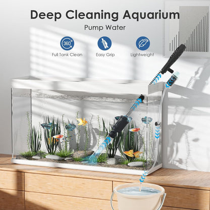 AKKEE Aquarium Vacuum Gravel Cleaner Handle Control 8 in 1 Multifunctional 36W Fish Tank Gravel Cleaner Vacuum for Water Changer Wash Sand Water Filter Circulation Aquarium Clean Timed Off Waterproof