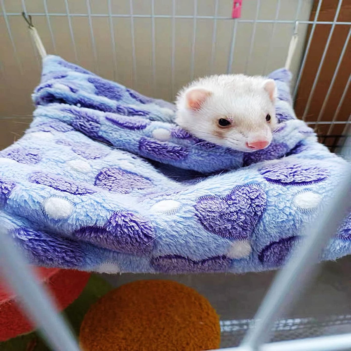 ISMARTEN Small Animal Hanging Hammock, Pet Hanging Nap Sack Sleep Bag Bed, Cage Hammock Beds for Ferret Guinea-Pig Sugar Glider Hamster Rat Mice Chinchilla Flying Gerbil and Squirrel (Pink)