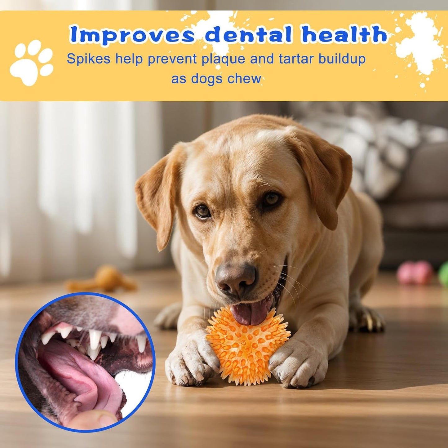 18 Pcs Squeaky Dog Toy Balls, 2.5 Inch Bulk Durable Spikey Dog Balls 6 Colors Puppy Chew Toys for Small Medium Large Dogs Clean Teeth and Training