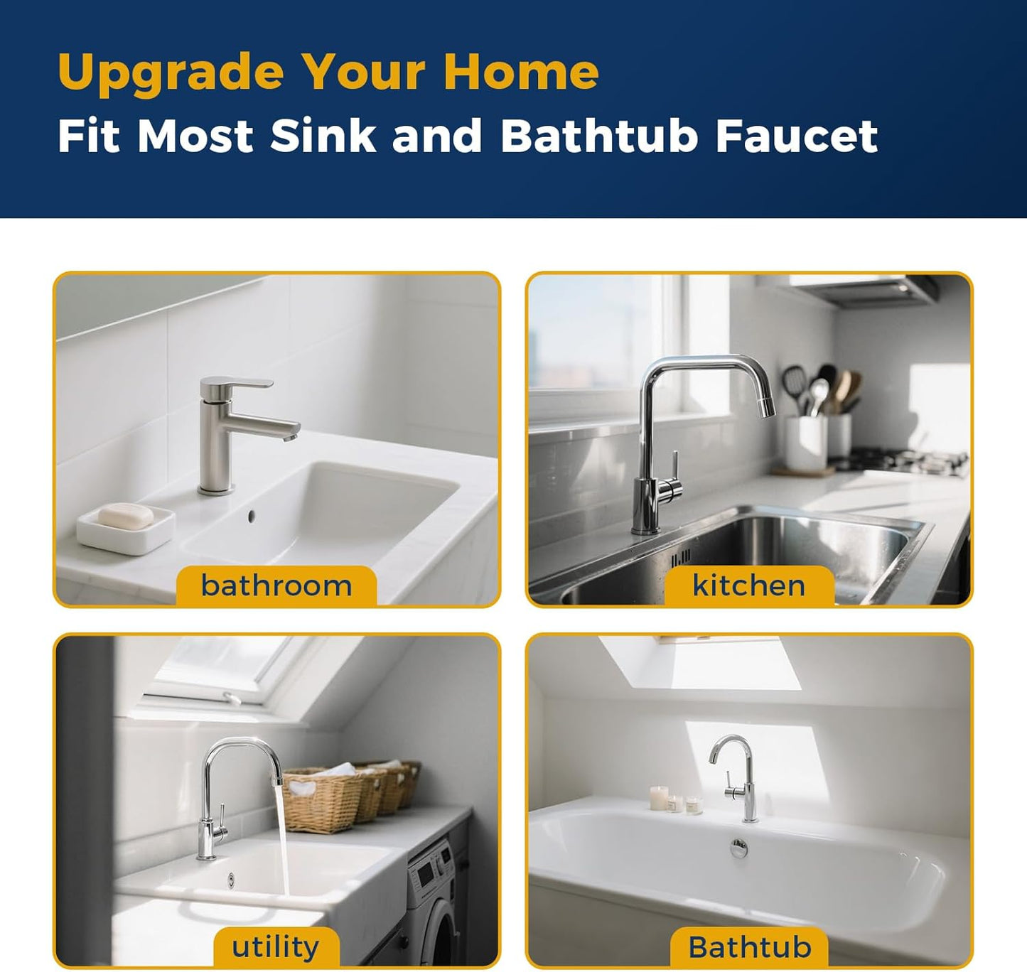 KLLEYNA Shower Head Hose Attachment for Sink/Tub Faucet - ON/OFF Jets Sprayer for Dog Wash/Bathtub Cleaning/Baby Bath/Hair Rinse, Tap Extender Water Nozzle for Bathroom Kitchen Utility Garden Basement