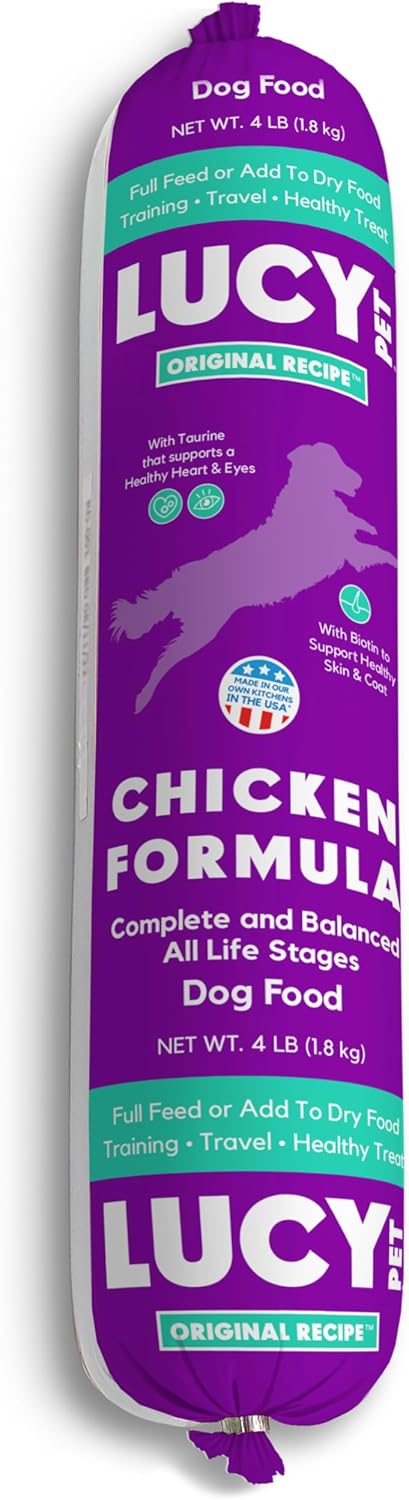 Lucy Pet Products Chicken Formula Dog Food Roll 4 lb, Meaty, Semi-Moist Dog Food (100600075)