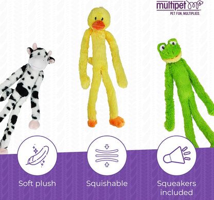 Multipet Swingin' Slevin Duck Dog Plush Toy - Squeaky Dog Toy for All Dogs - Extra Soft Plush - Stuffed Animal for Cuddling & Playing - Cute Dog Pet Toy (27”, Yellow, 5 Squeakers)