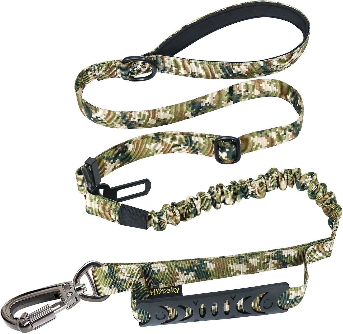 Hotsky Tactical Dog Seatbelt Harness for Medium Dogs No Pull, Adjustable Military Service Dog Vest Reflective Pet Harness with Control Handle Molle Loop Panels for Dogs Training Walking(Army Camo, M)
