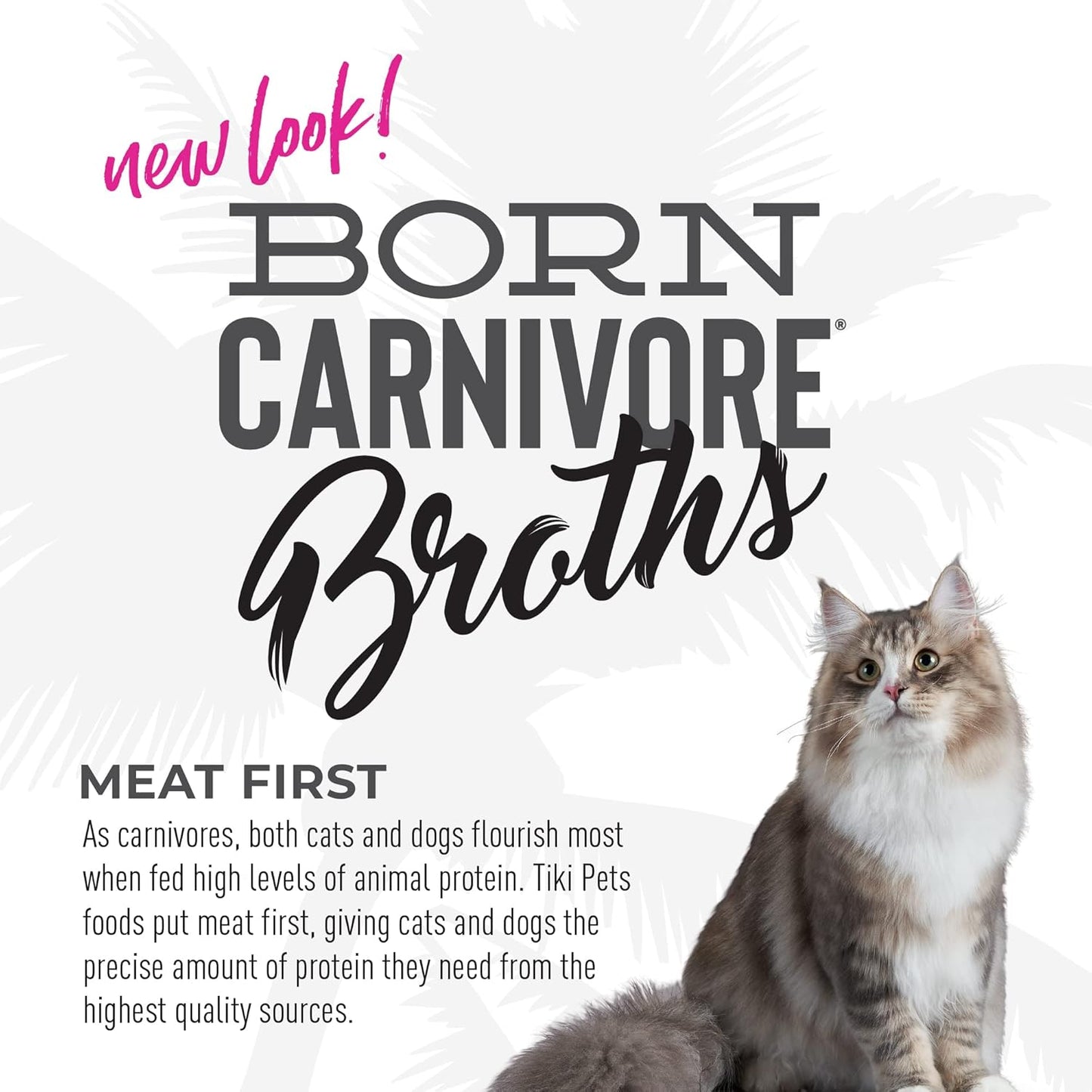 Tiki Cat Born Carnivore Broths Variety Pack, Meaty Bites, Hydration and Flavor Supplement Wet Cat Food Topper, 1.3 oz. Pouch (Pack of 12)