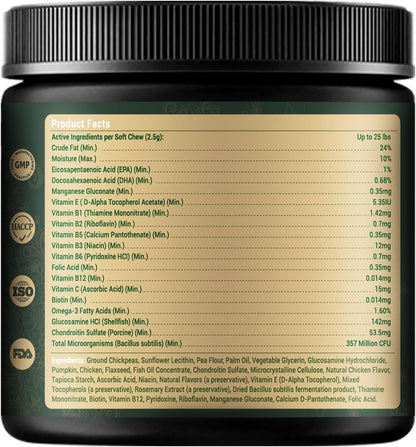 Barrow & Hound - 8-in-1 Multivitamin for Dogs – 120 Soft Chews with Glucosamine, Omega 3, Probiotics, Vitamins A–C–D–E & B-Complex – All-in-One Daily Health Supplement – Natural Chicken Flavor