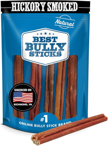 Best Bully Sticks Smoked Bully Sticks with Collagen for Dogs - 5-6 Inch, 5 Count (Pack of 1) - Natural, Grain Free Dog Chews - Medium, Long-Lasting Treats for Aggressive Chewers