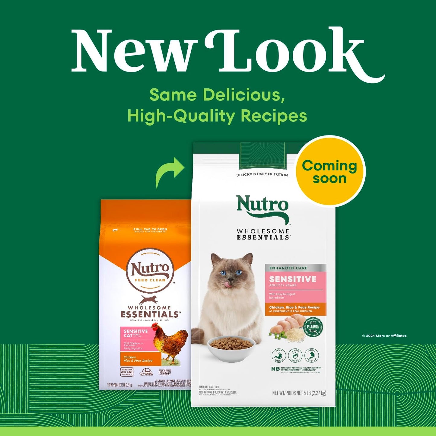 Nutro Wholesome Essentials Dry Cat Food, Enhanced Care Sensitive, Chicken, Rice & Peas, 5 lb. Bag
