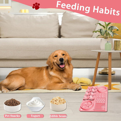 Lick Mat for Dogs with Suction Cups,Silicone Dog Lick Mat,Slow Feeder Bowl,Dog Puzzle Toy,Interactive Sniff Mat for Bored Puppies,Snuffle Mat for Pet Smell Training and Slow Eating