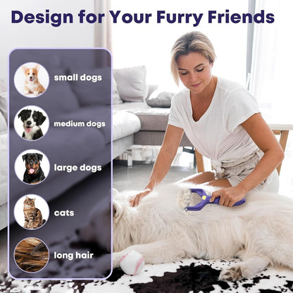 Undercoat Rake for Long-Haired Dogs and Cats, pet grooming brush with 9/17 teeth for Medium to Large Double-Coated Pets, Removes Loose Hair and Combats Shedding