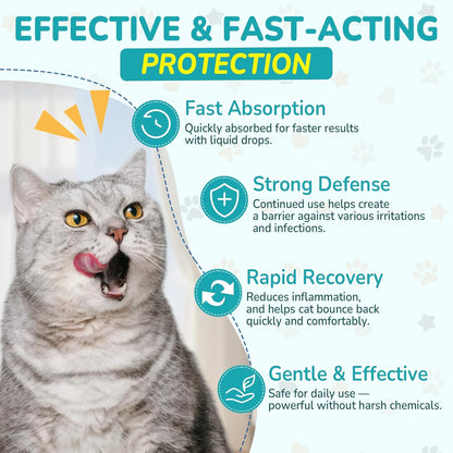Antibiotics for Cats, Natural Antibiotic for Allergy Relief, Urinary Tract Health, Itch Relief & Digestion Care, Cat Allergy Relief for Cats, Cat Immune Support Supplement, 4 Fl Oz
