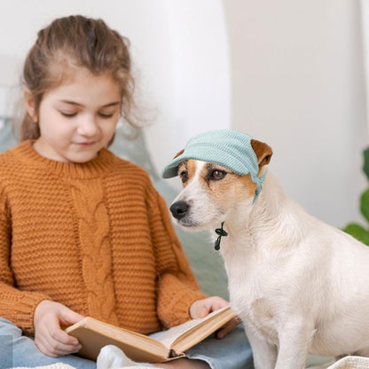 Dog Baseball Cap, Dog Cat Summer Beach Visor Hat with Ear Holes, Adjustable Puppy Sunbonnet Headdress (Green, Large)