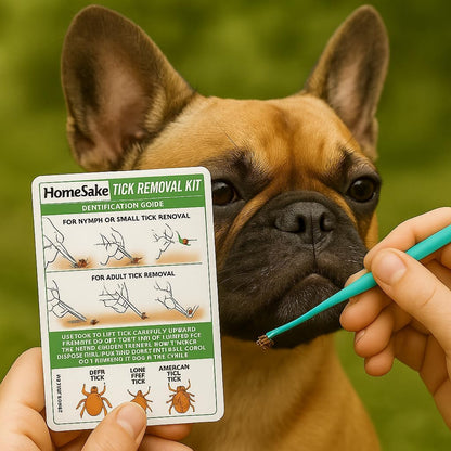 Homesake Tick Remover Tool & Tweezer Set for Dogs, Cats & Humans – Stainless Steel Tick Removal Kit with Storage Pouch & Free Tick ID Card – Safe & Effective Tick Puller