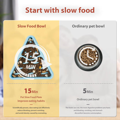 Li&Zhao Dog Slow Feeder Bowl - Dog Puzzle Feeder Slow Eating Pet Bowl Food Bowls for Small and Medium Breed Pet Puppy(Blue)