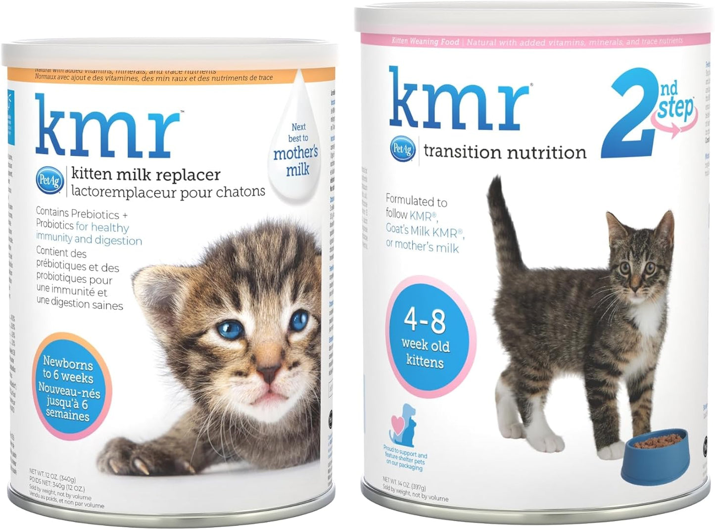 PetAg KMR Kitten Milk Replacer Powder (12 oz) + PetAg KMR 2nd Step Kitten Weaning Food (14 oz)