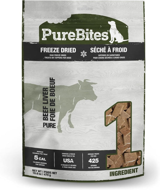 PureBites Beef Freeze Dried Dog Treats, 1 Ingredient, Made in USA, 16.6oz