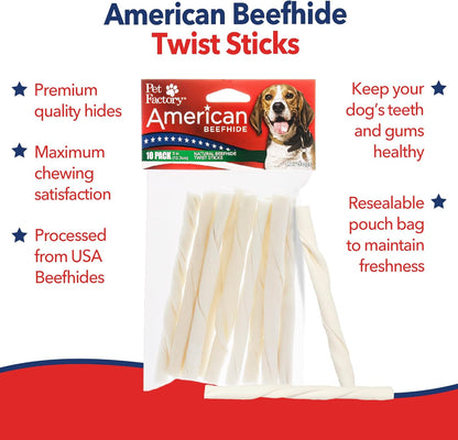 Pet Factory American Beefhide 5" Twist Sticks Dog Chew Treats - Natural Flavor, 10 Count/1 Pack