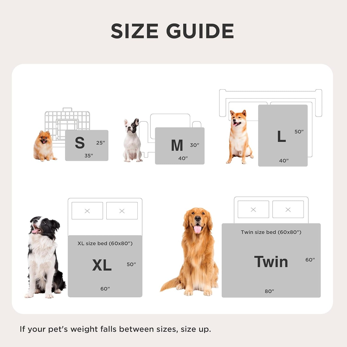 LE SURE Foldable Human Dog Bed 3 in 1 Taupe 68in with Bedsure Waterproof Dog Blankets for Large Dogs 60"x80", Tuscan Beige