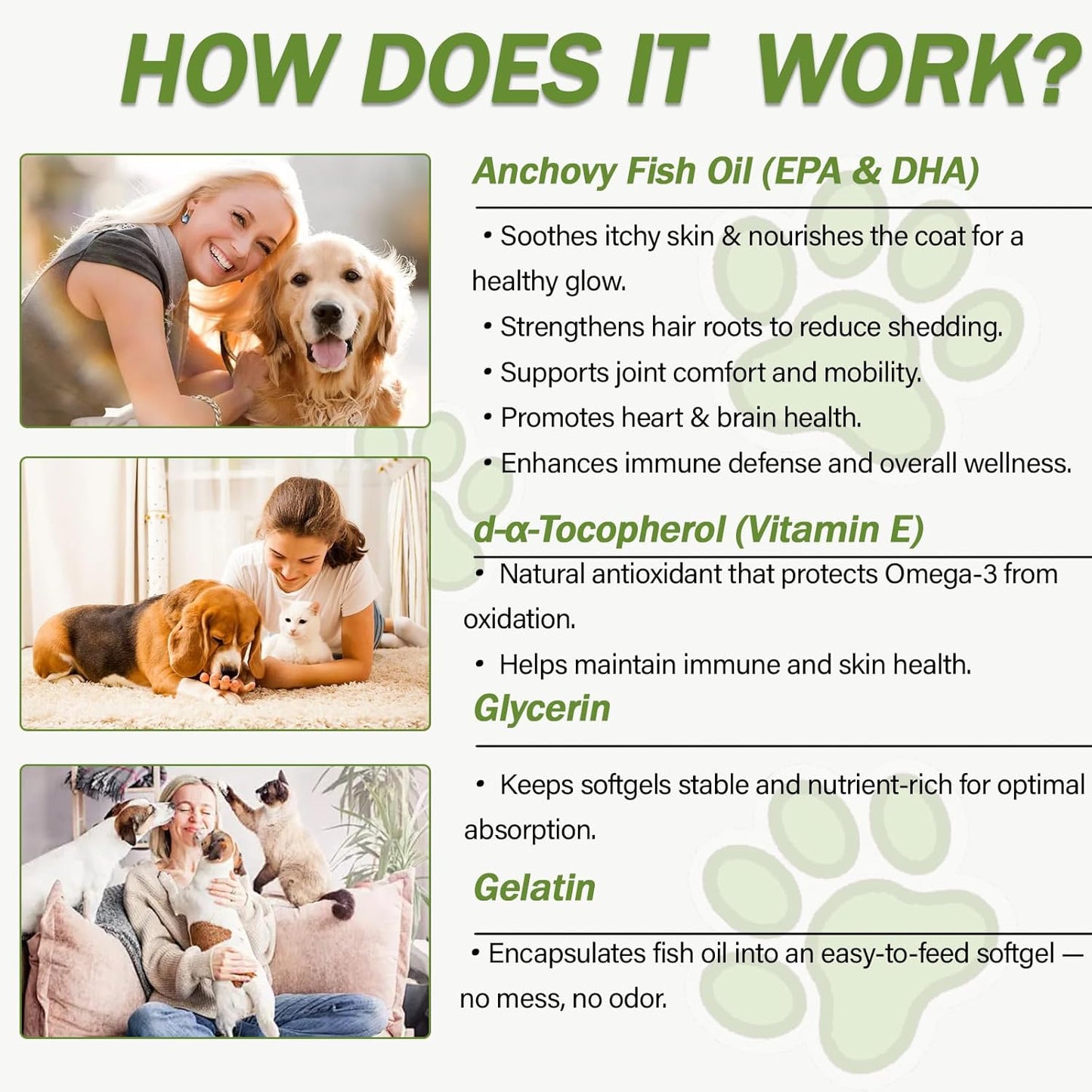 Dog Fish Oil Capsules for Large Breeds – No Spill, No Fishy Smell Softgels – Omega-3 EPA & DHA for Skin, Coat, Joints & Shedding Support