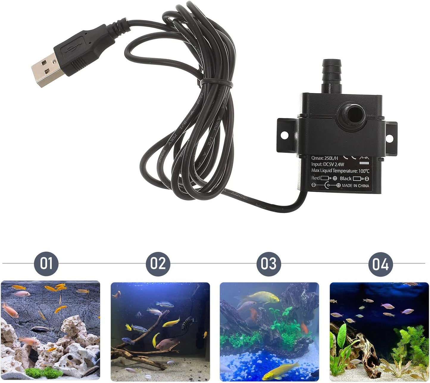 Mini Brushless Dc Water Pump 5V Submersible Fish Tank Water Cooling Pump for Aquarium and Pet Fountain with 2-Meter Lift for Aquatic Pets
