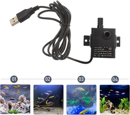 Mini Brushless Dc Water Pump 5V Submersible Fish Tank Water Cooling Pump for Aquarium and Pet Fountain with 2-Meter Lift for Aquatic Pets