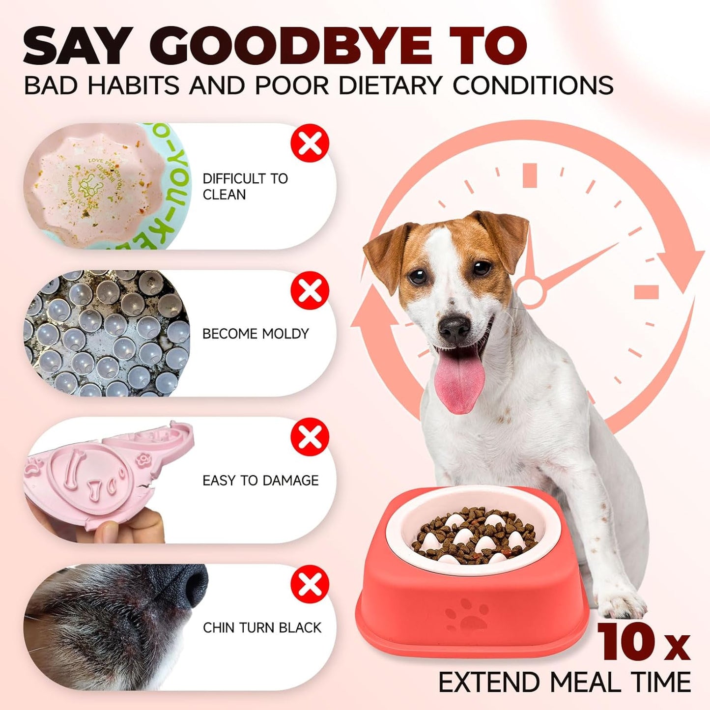 Slow Feeder Dog Bowls Ceramic Puppy Feeding Bowl for Small Dogs Cat Slow Feeder Bowl Protecting Cat and Dog Whiskers Preventing Choking with 2-in-1 Multifunctional Training Whistle