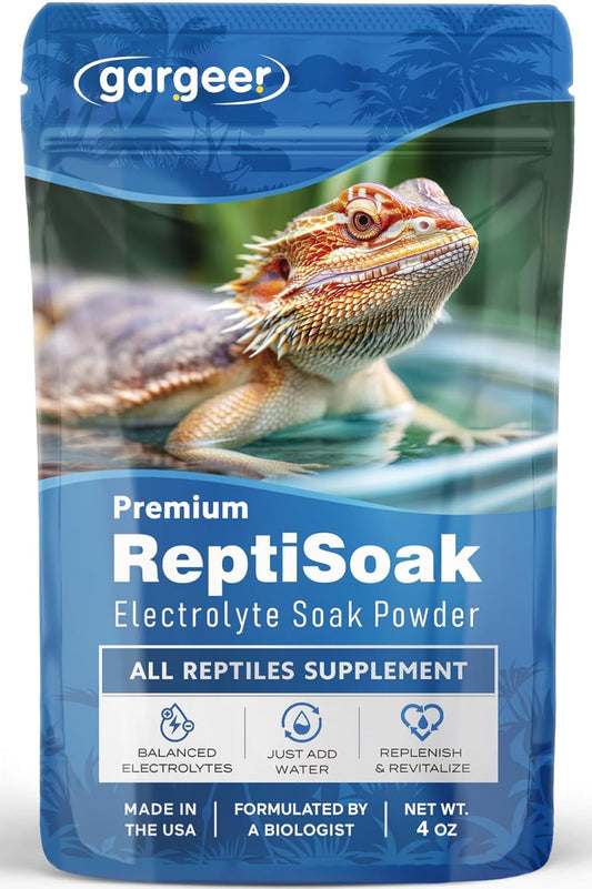 Premium ReptiSoak Electrolytes SOAK for Reptiles | Hydration & Recovery Bath Powder for Bearded Dragons, Geckos, Lizards, Tortoises | Electrolyte Reptile Supplement | Made in USA. Enjoy!