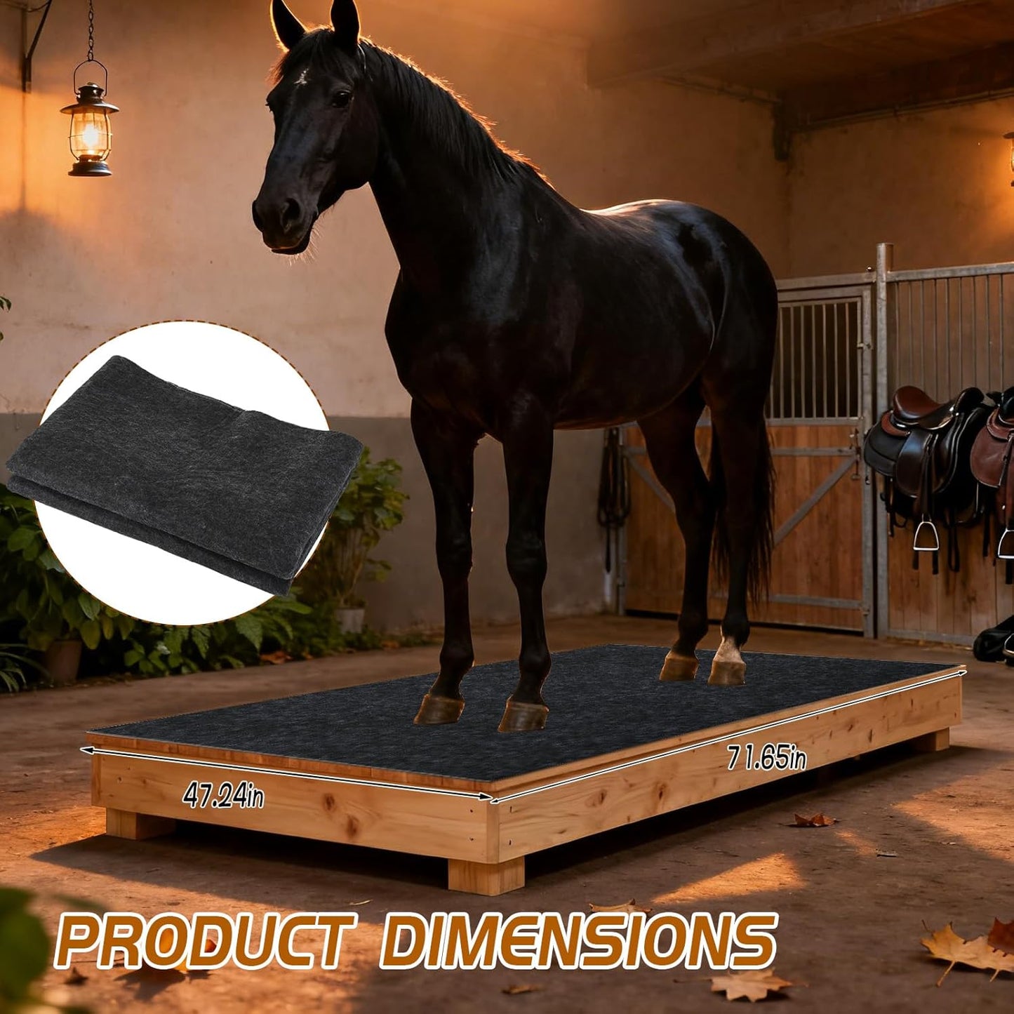4x6 Ft Horse Stall Mat, Stable Mat for Horses Back Non-Slip Design Mat Backing Moisture Absorbent Easy to Clean for Horses Livestock Stables Barns Kennels Garages