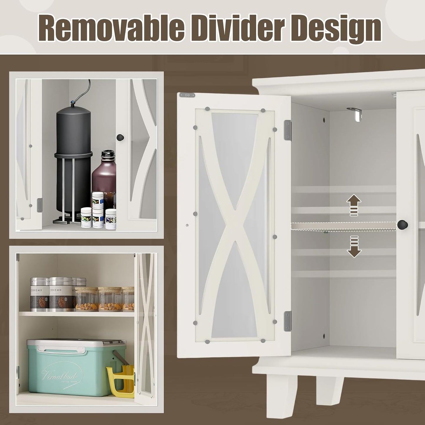 Merax 20 Gallon Fish Tank Stand with Power Outlets(4 AC 2 USB), Farmhouse Decorative Aquarium Stand Furniture with Adjustable Shelves, 10-20 Gallon Reptile Turtle Tank Stand with Cabinet Storage