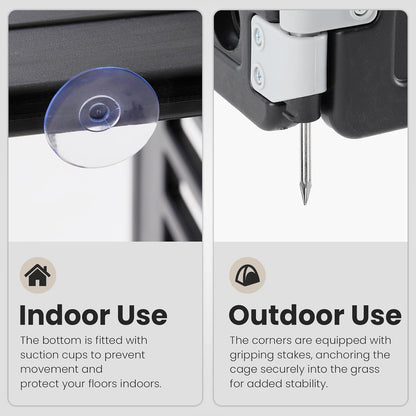 SMUG Dog Playpen 4-Panel 24" | Safe & Secure Indoor/Outdoor Pet Fence | Folding & Portable |35 x 35 x 24IN, Ideal for Small to Medium Dogs | Easy to Clean （Black）