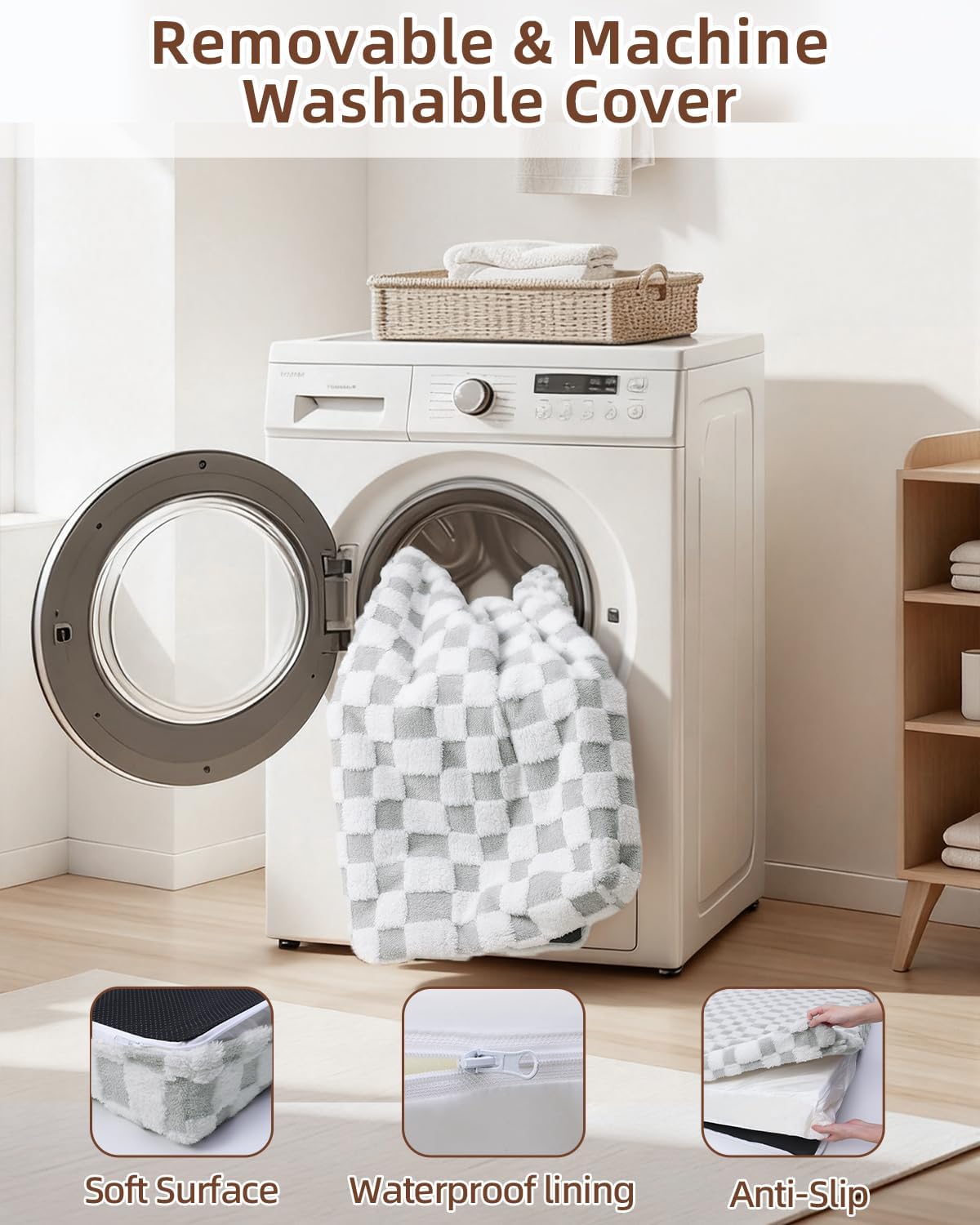 KSIIA Memory Foam Dog Bed Waterproof Large Dog Bed Orthopedic Crate Pad Supportive Crate Pads Soft Pet Mat for Large Pet Mats with Removable Washable Cover & Non-Slip Bottom, 44 x 32 Inch, Pink