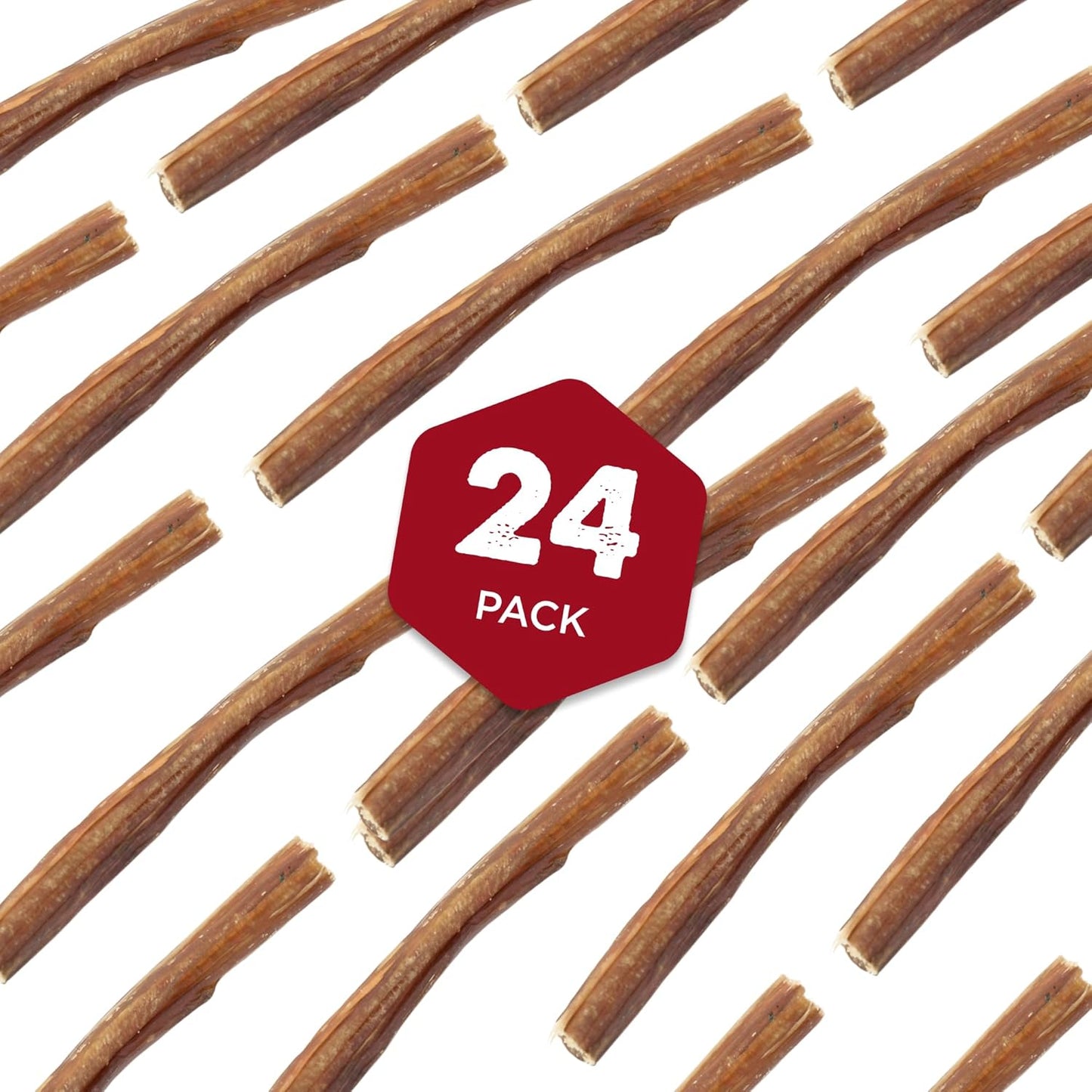 Best Bully Sticks 6 Inch Thin Bully Sticks - 24 Count (Pack of 1) - Natural, Easily Digestible, 100% Grass-Fed, Grain and Rawhide Free