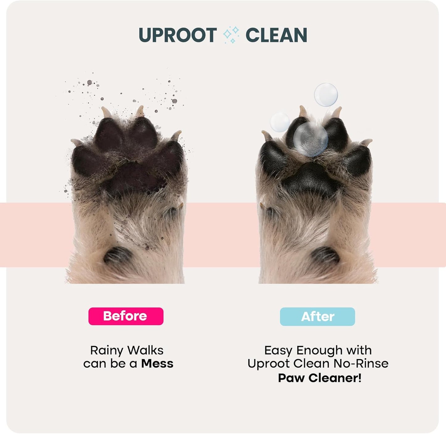 Uproot Clean Muddy Pet Bundle: QuickClean Gloves Pro Wipes for Paws and Butt (and Everything Else) Plus On-The-Go Dog Paw Cleaner Brush with Foam - The Mess-Free Way to Get Back Home After Adventures