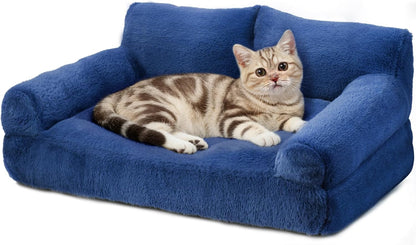 Cat Beds for Indoor Cats, Cat Couch Bed, Cute Cats Sofas for Pets, Small Dog Sofas & Chairs with Removable Washable Cover, Plush Soft Pet Furniture for 10lbs Small Dogs & Cats(Navy Blue)