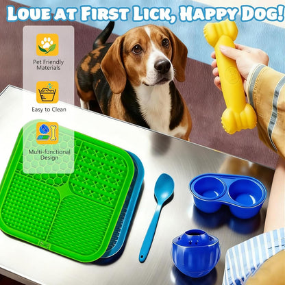 6 Value Pack Enrichment Toys for Dogs Lick Mat, Frozen Bone Power Chew & Frozen Dog Puzzle Toy, Treat Dispensing Slow Feeder Dog Enrichment Toys to Keep Them Busy for Stimulating & Cognitive Toys