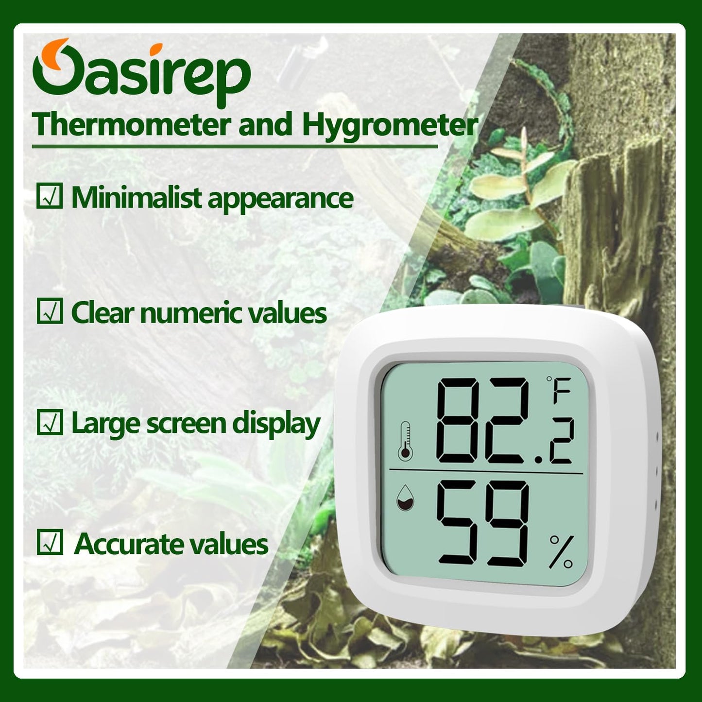 Reptile Thermometer and Hygrometer – Fast Accurate LCD Digital Temp & Humidity Meter for Bearded Dragon Tank Accessories, Lizard, Snake, Turtle, Amphibians, Small Animal Habitat