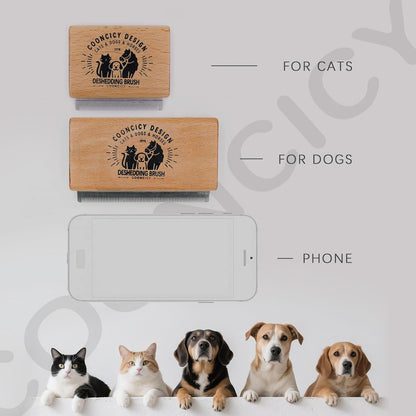 Deshedding Brush for Cats,Rabbits,Pets with Wood Handle – Cat Deshedding & Deshedder Comb Tool for Detangling and Removing Excess Fur – Shedding Brush for Cat Hair Control