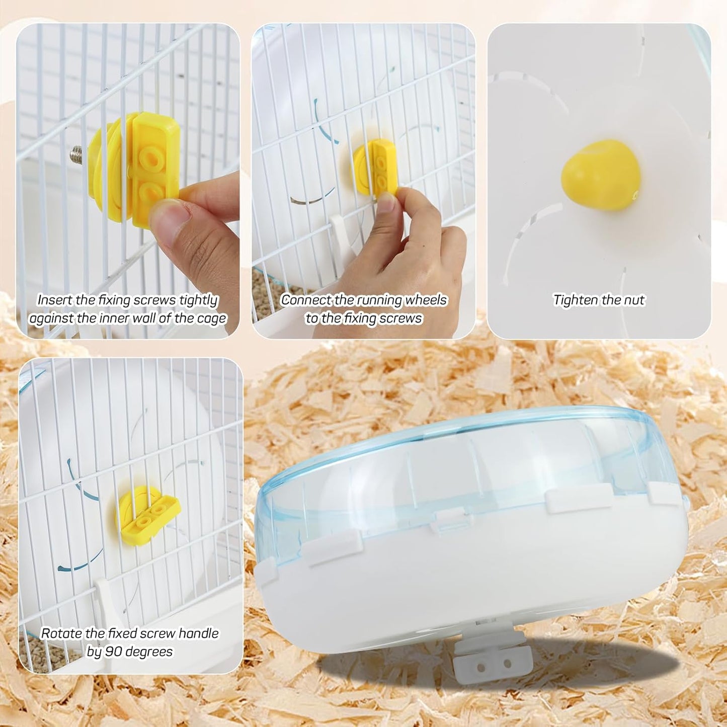 WishLotus Silent Running Wheel - Small Pet Exercise Toy and Cage Accessory for Hamster, Golden Silk Shih Tzu, Bear (Blue,18cm)