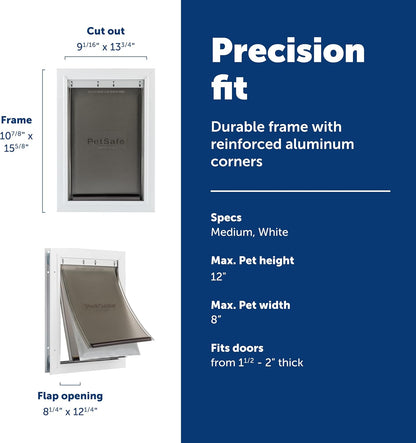 PetSafe Extreme Weather Aluminum Pet Door - Energy-Saving Thermal Barrier Pet Flap with Slide-in Door Locking & Secure Flap Cover - for Dogs Up to 40 Lb - Medium