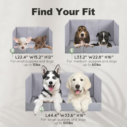 Dog Litter Box, Pee Pad Holder Foldable, Indoor Dog Potty Tray for Puppy & Large Dogs, High Walls, Seamless, No Assembly, Waterproof, Easy to Clean, No Spill,Portable for Travel